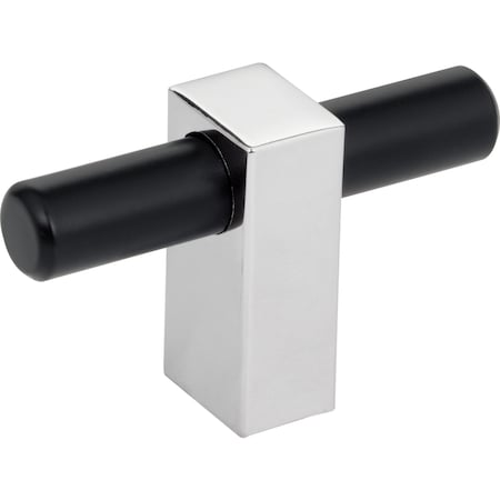 Jeffrey Alexander 2-3/8In. Overall Length Matte Black W/ Polished Chrome LarkinIn.tIn. Knob 478T-MBPC